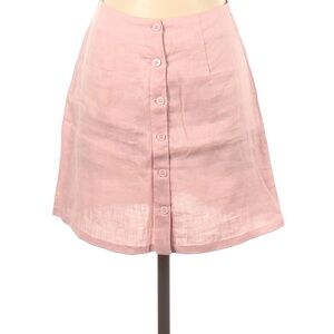Reformation Soft Pink Button-Front A-Line Skirt